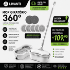 Mop Elétrico 360º + BRINDES: Módulos de Limpeza e Tanque Suporte - Oferta Relâmpago⚡